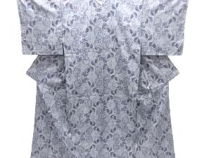 クリスマスセール大特価品　未使用品　抽象草花模様織り出し本場泥大島紬着物(5マルキ)